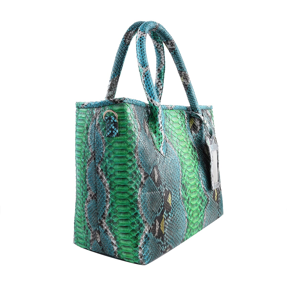 The Pelle Collection Multi Color Python Leather Tote Bag for Women with Detachable Strap , Satchel Purse , Shoulder Handbag , Designer Tote Bag image number 5
