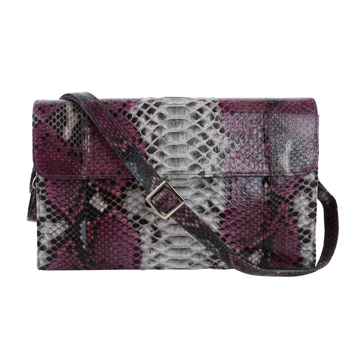 The Pelle Collection Multi Color Python Leather Evening Clutch Bag with Detachable Strap, Clutches for Women, Leather Handbag, Clutch Purse image number 0