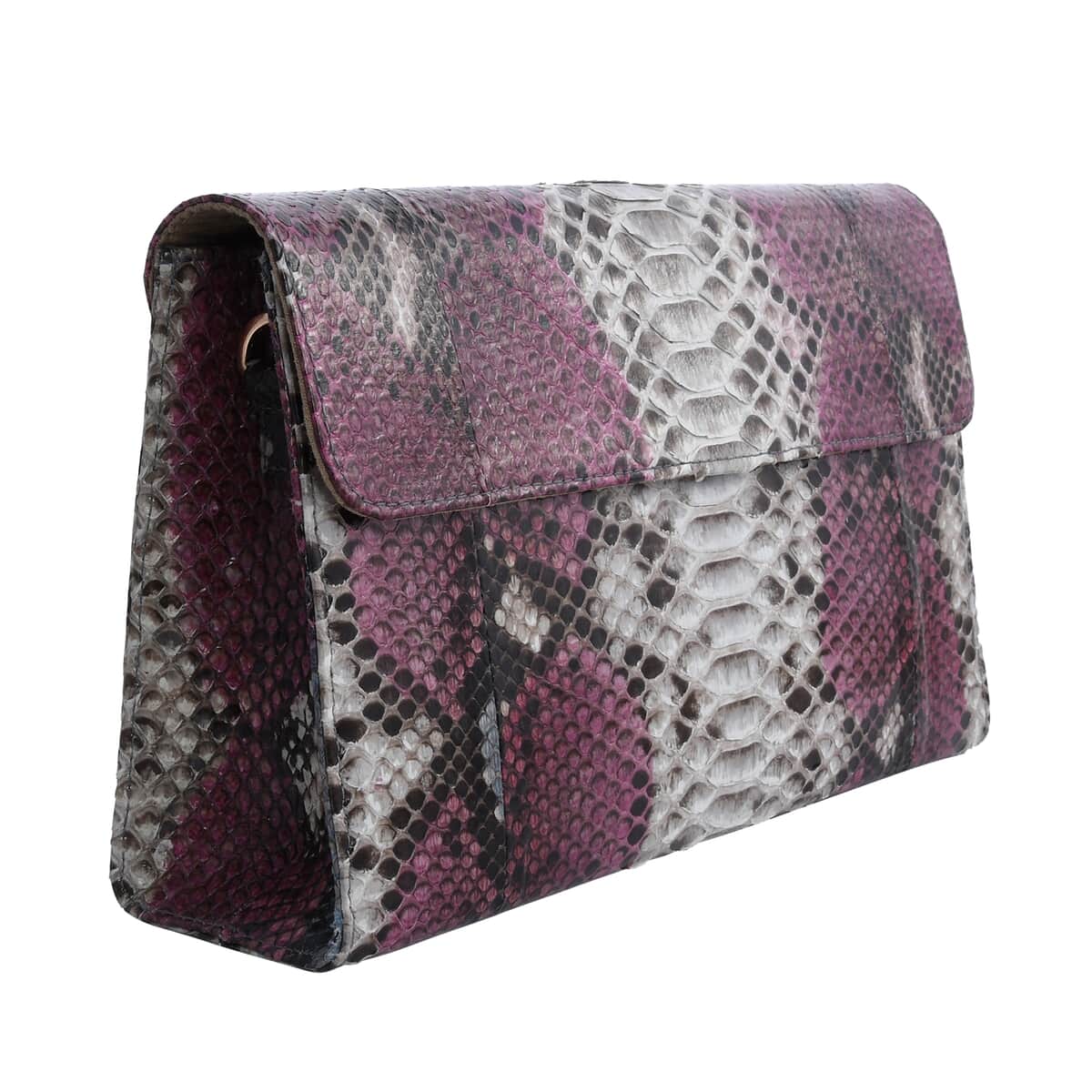 The Pelle Collection Multi Color Python Leather Evening Clutch Bag with Detachable Strap, Clutches for Women, Leather Handbag, Clutch Purse image number 3