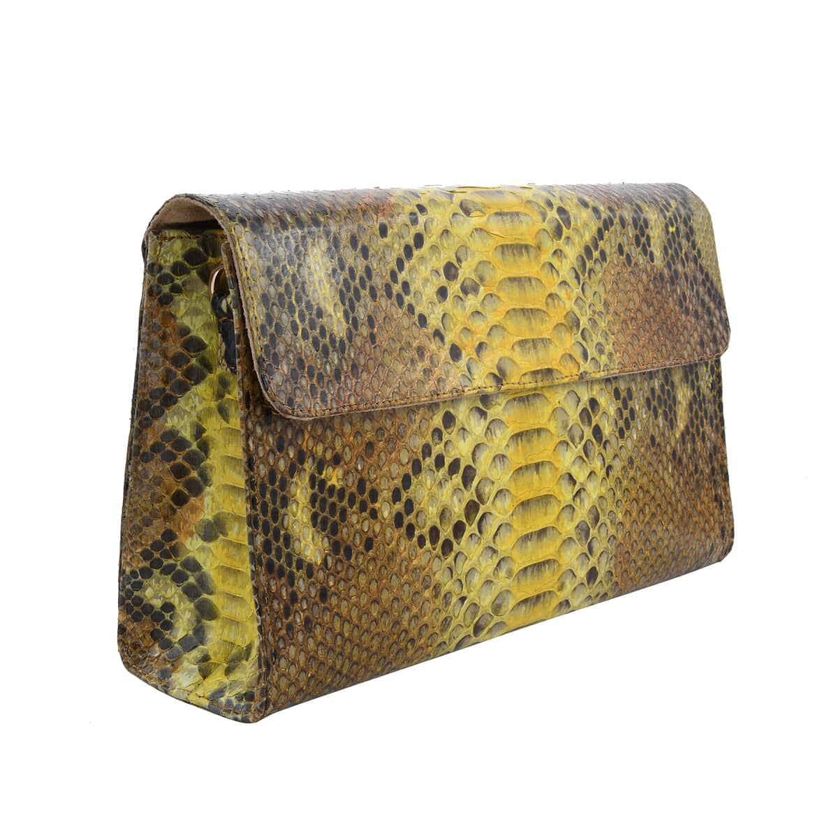 The Pelle Collection Yellow Python Leather Evening Clutch Bag with Detachable Strap , Clutches for Women , Leather Handbag , Clutch Purse image number 3