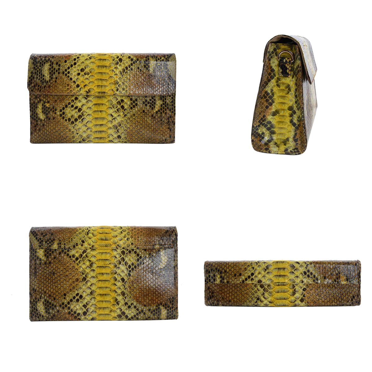 The Pelle Collection Yellow Python Leather Evening Clutch Bag with Detachable Strap , Clutches for Women , Leather Handbag , Clutch Purse image number 4