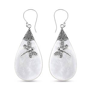 Mother Of Pearl Dragonfly Earrings in Sterling Silver