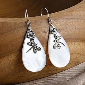 Mother Of Pearl Dragonfly Earrings in Sterling Silver