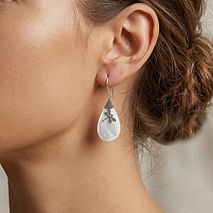 Mother Of Pearl Dragonfly Earrings in Sterling Silver