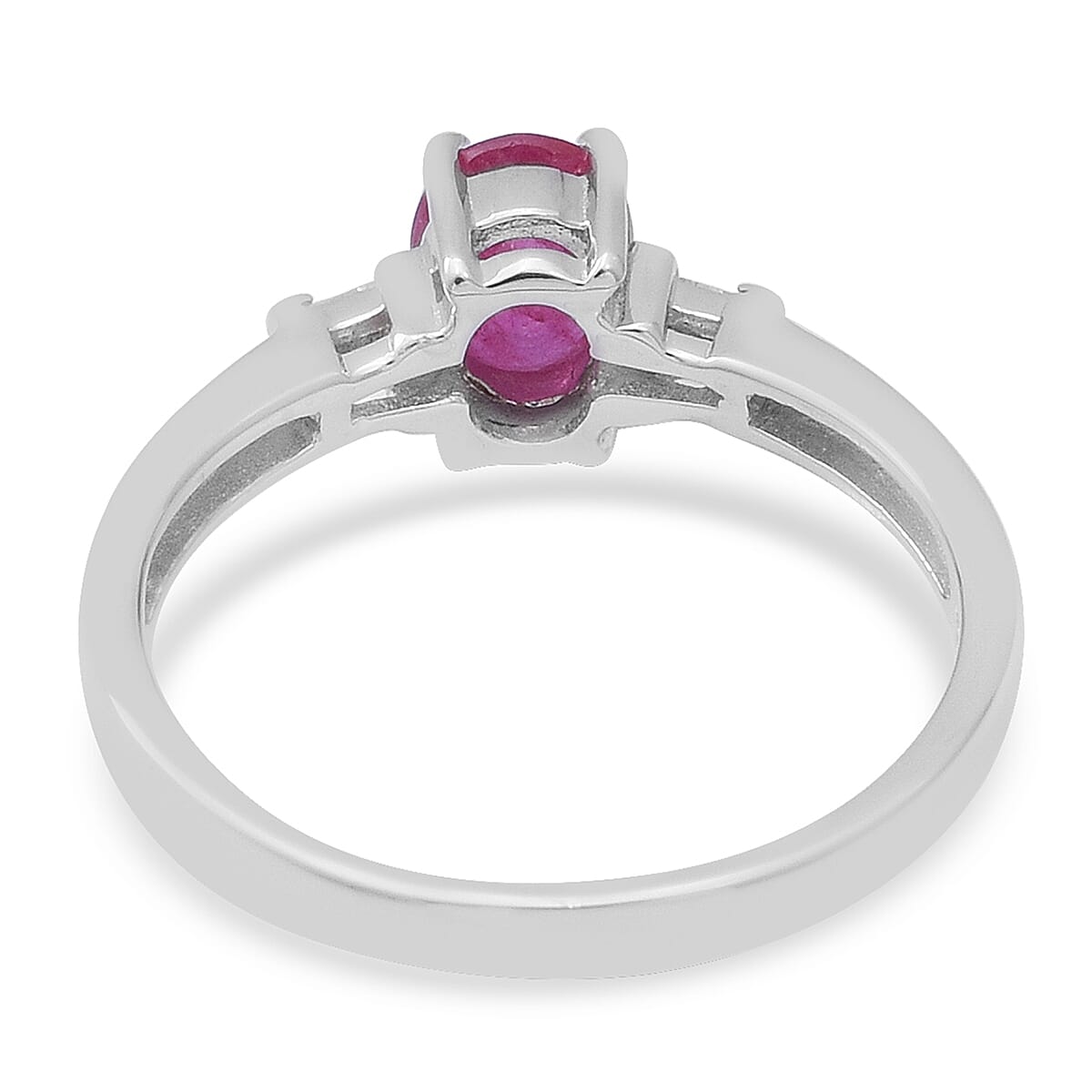 Premium Mozambique Ruby and Diamond Ring in Platinum Over Sterling Silver (Size 8.0) 1.00 ctw image number 2