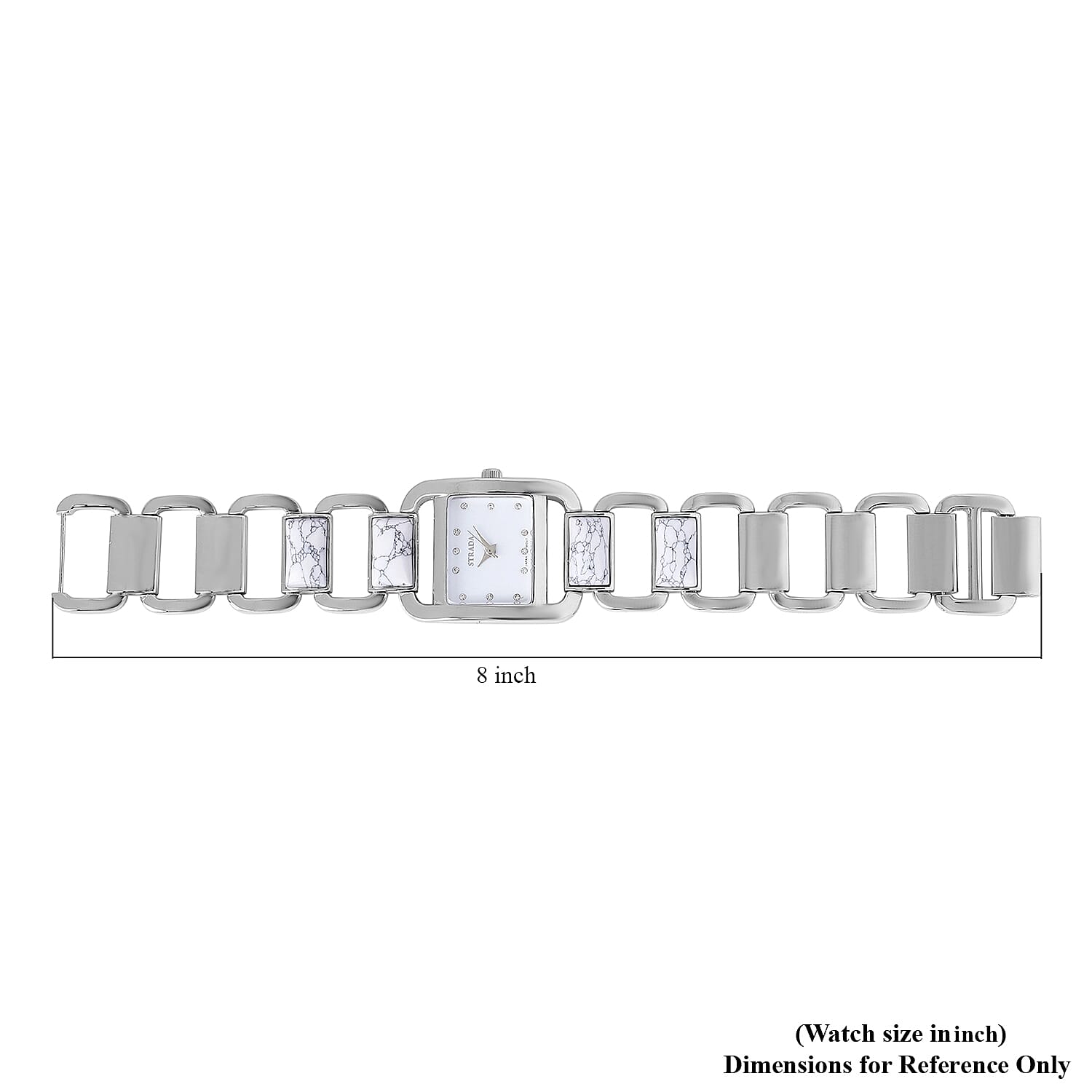 Strada White Howlite and Austrian Crystal Japanese Movement Bracelet Watch (7.75 in) (29x22.85mm) 25.00 ctw