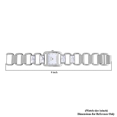 Strada White Howlite and Austrian Crystal Japanese Movement Bracelet Watch (7.75 in) (29x22.85mm) 25.00 ctw