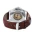 Genoa Automatic Mechanical Movement Watch with Brown Leather Strap & White Hollowed-out Dial image number 4