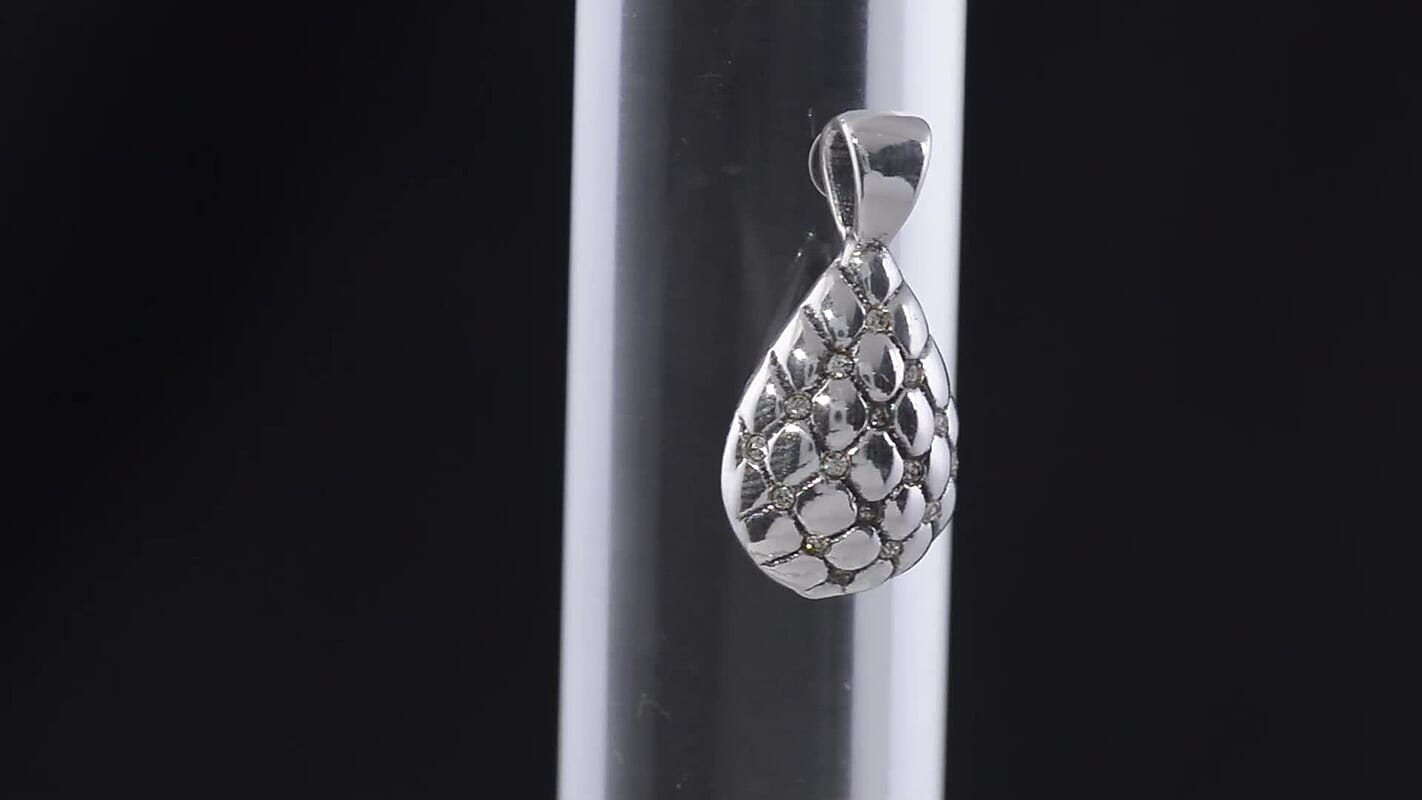 Simulated Diamond Teardrop Pendant in Sterling Silver