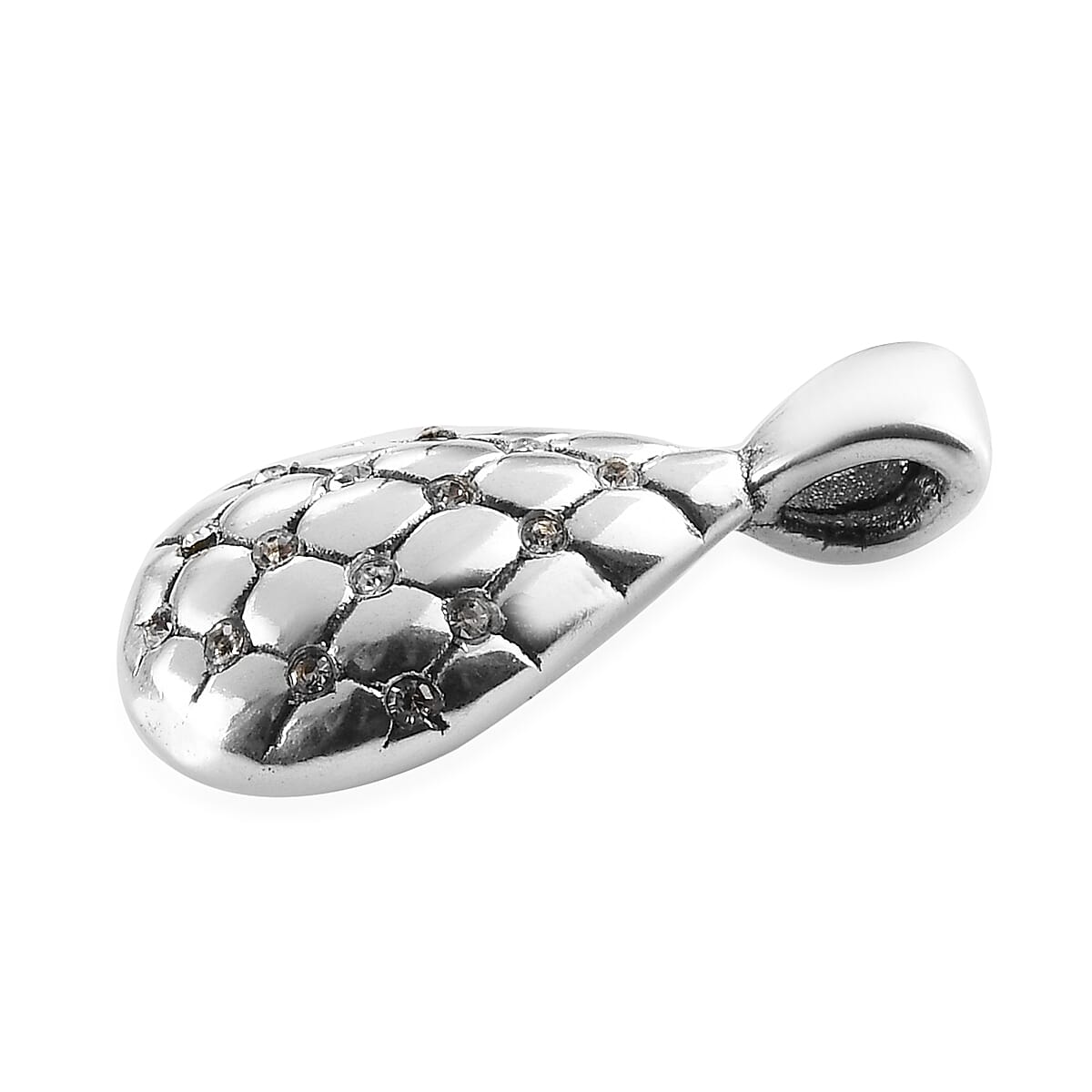 Simulated Diamond Teardrop Pendant without Chain in Sterling Silver