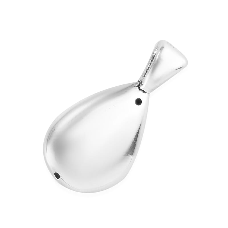 Simulated Diamond Teardrop Pendant without Chain in Sterling Silver