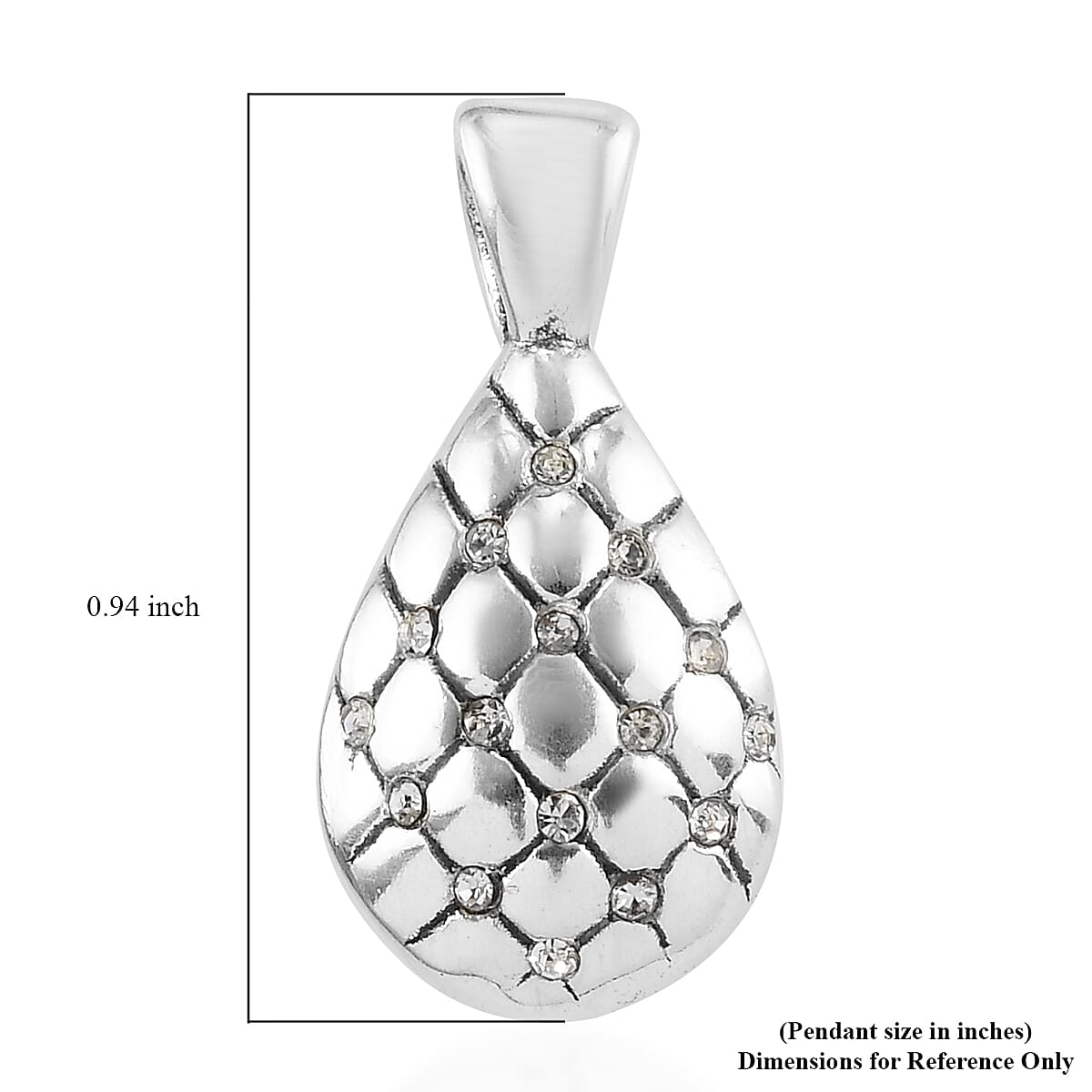 Simulated Diamond Teardrop Pendant without Chain in Sterling Silver