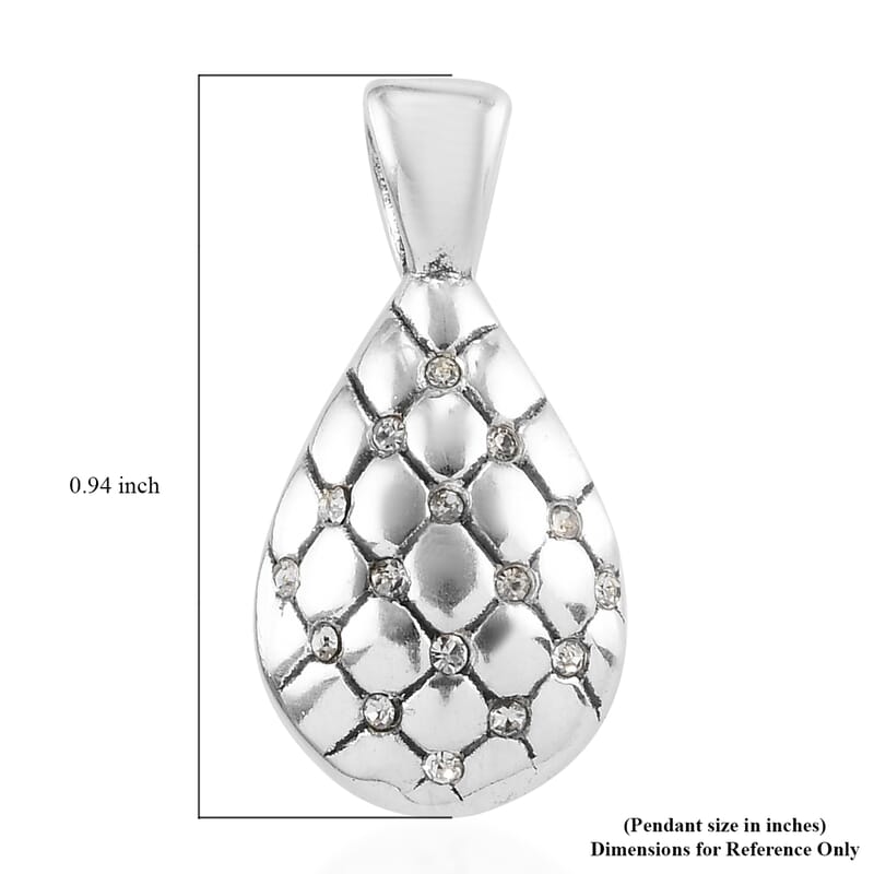 Simulated Diamond Teardrop Pendant without Chain in Sterling Silver