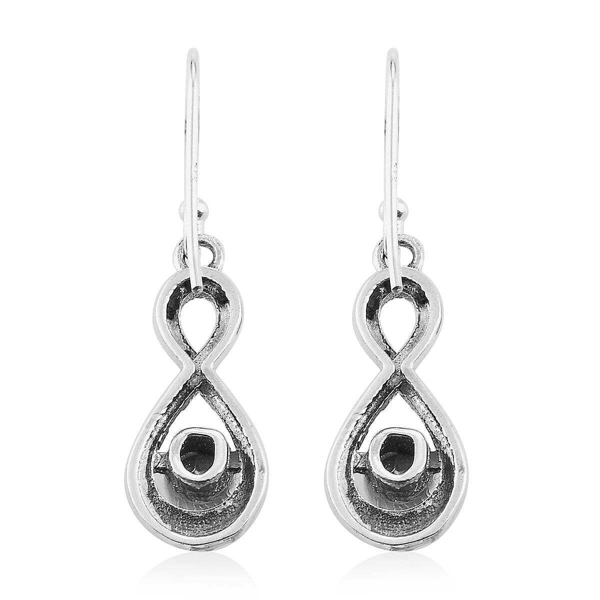Polki Diamond Infinity Drop Earrings in Sterling Silver 0.25 ctw