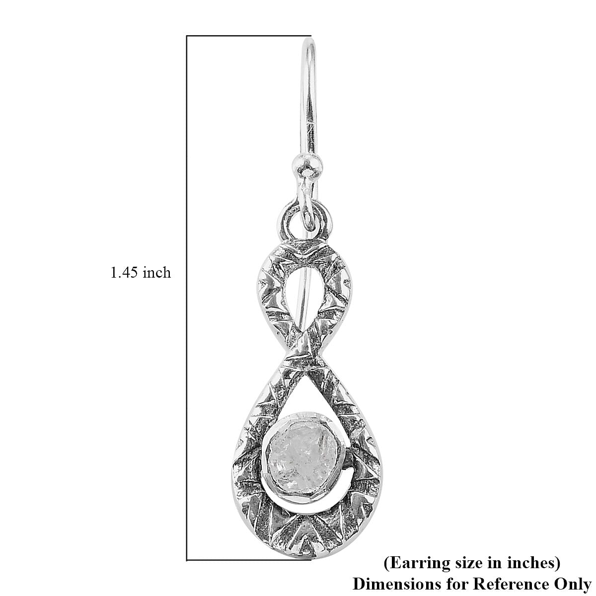 Polki Diamond Infinity Drop Earrings in Sterling Silver 0.25 ctw