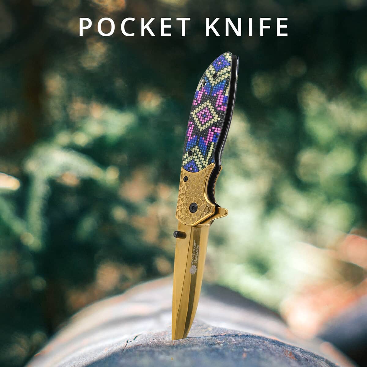 Golden Geometric Pocket Knife image number 1