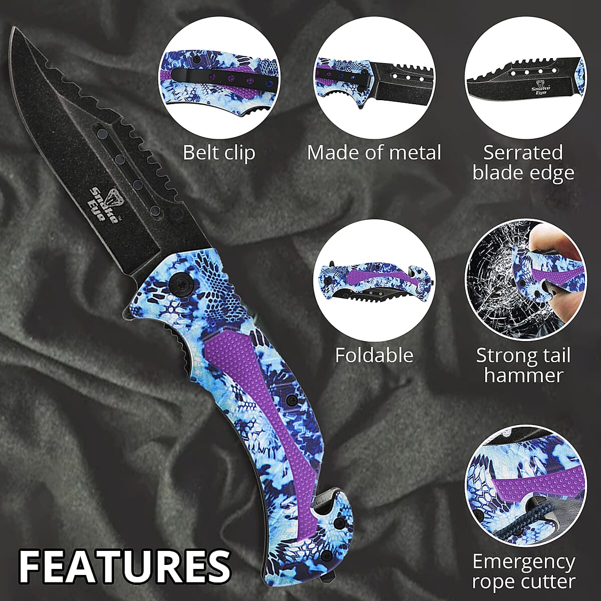 Black, Purple Pocket Knife image number 2