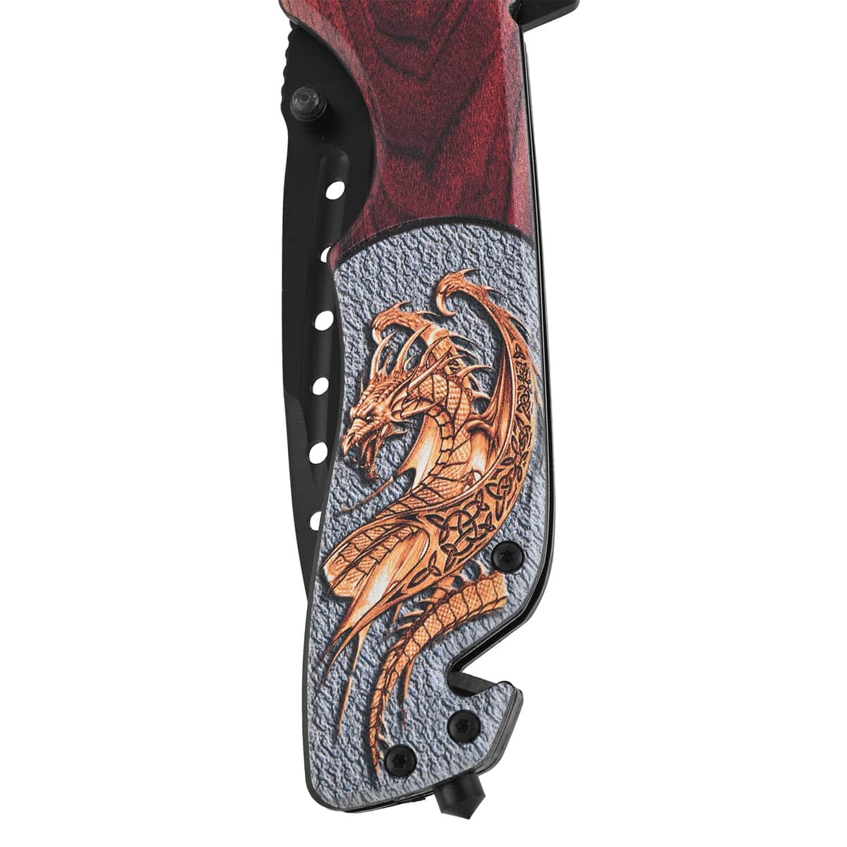 Black and Wooden Dragon Pocket Knife image number 5