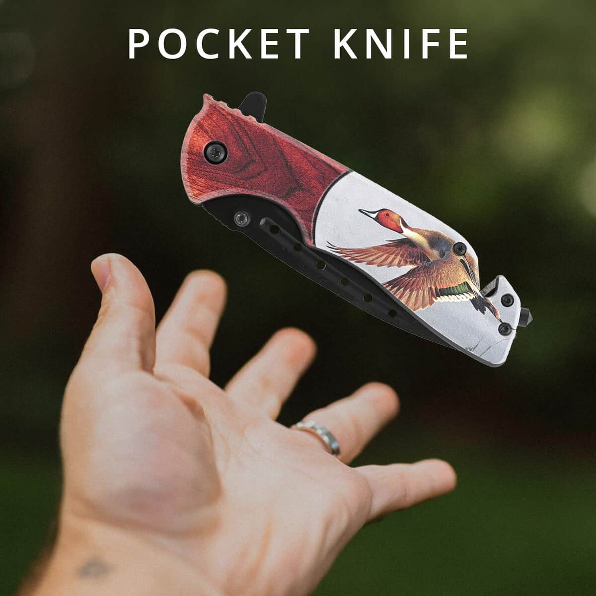 Black and Wooden Duck Pocket Knife image number 1