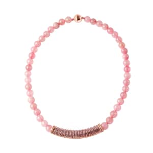 Galilea Rose Quartz and Pink Austrian Crystal Beaded Necklace with Charm 20 Inches in Goldtone 265.00 ctw