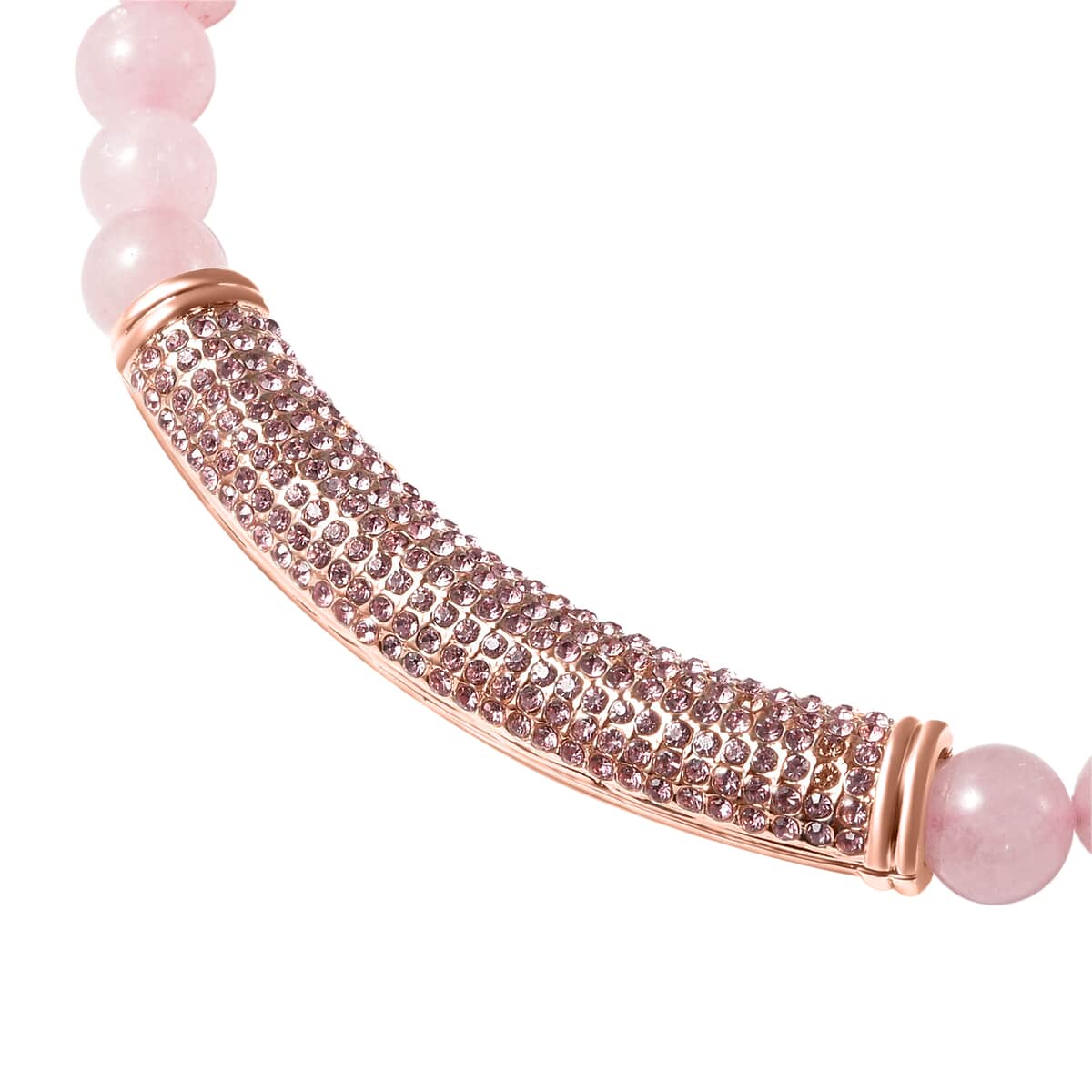 Galilea Rose Quartz, Pink Austrian Crystal Beaded Necklace with Charm (20 Inches) in Goldtone image number 2