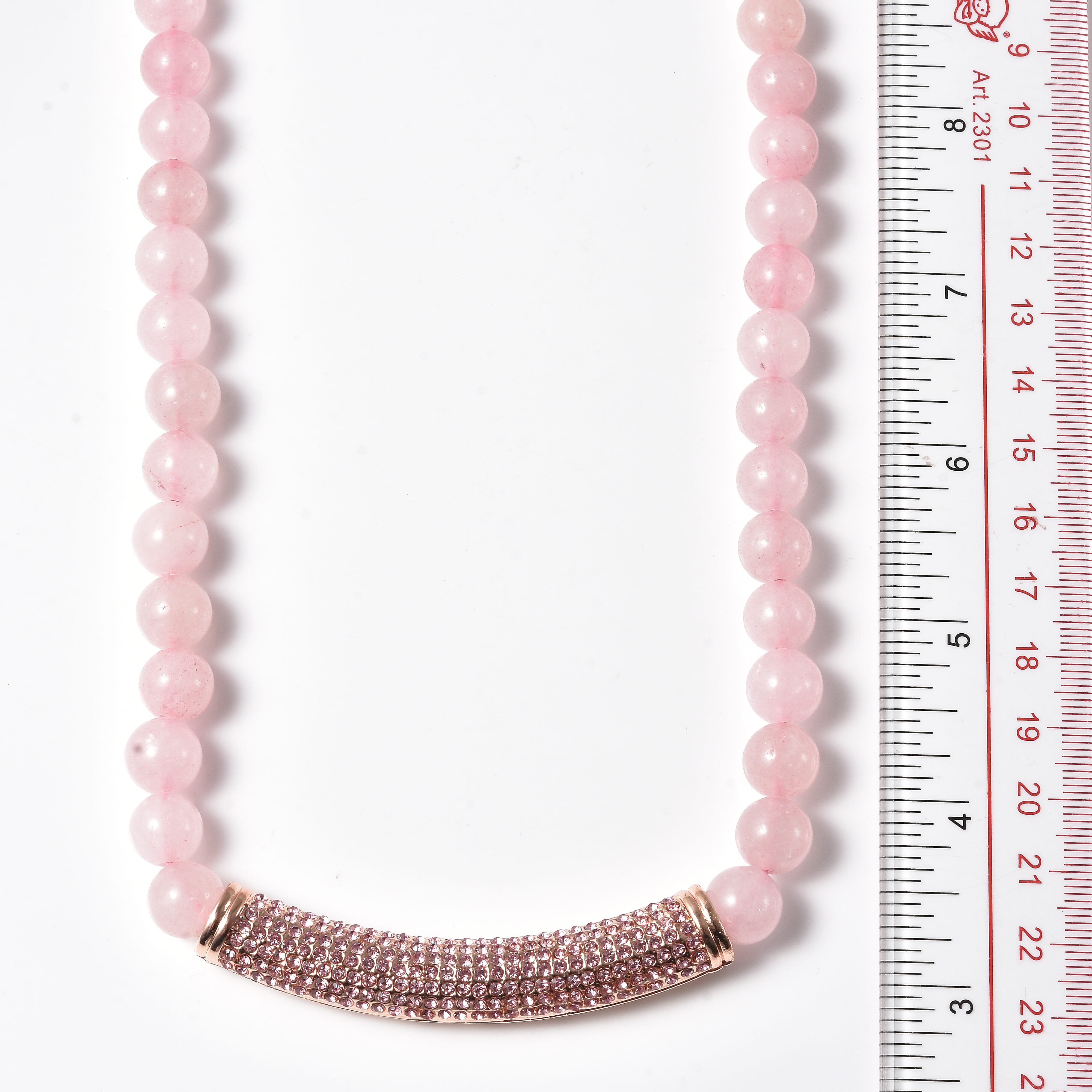 Galilea Rose Quartz and Pink Austrian Crystal 265.00 ctw Beaded Necklace with Charm in Goldtone 20 Inches