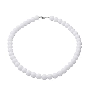 White Agate Beaded Necklace 18 Inches in Sterling Silver 250.00 ctw