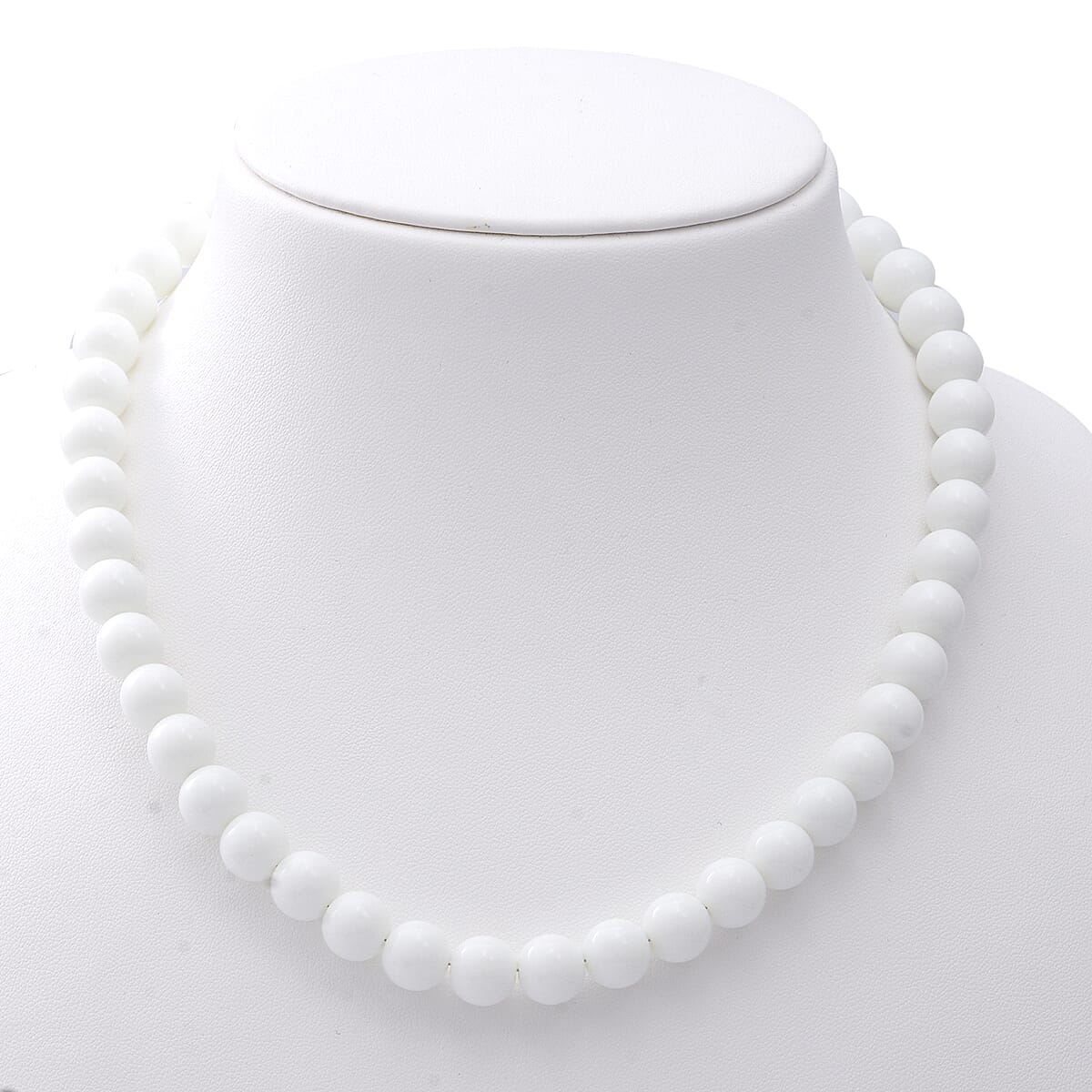 White Agate Beaded Necklace 18 Inches in Sterling Silver 250.00 ctw image number 1