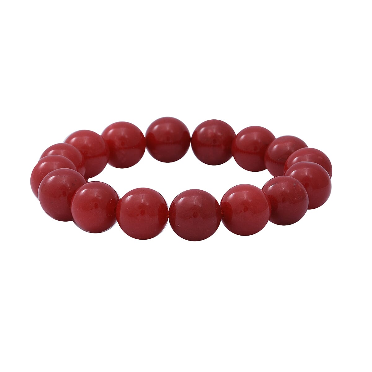 Red Agate 12mm Beaded Stretch Bracelet 150.00 ctw