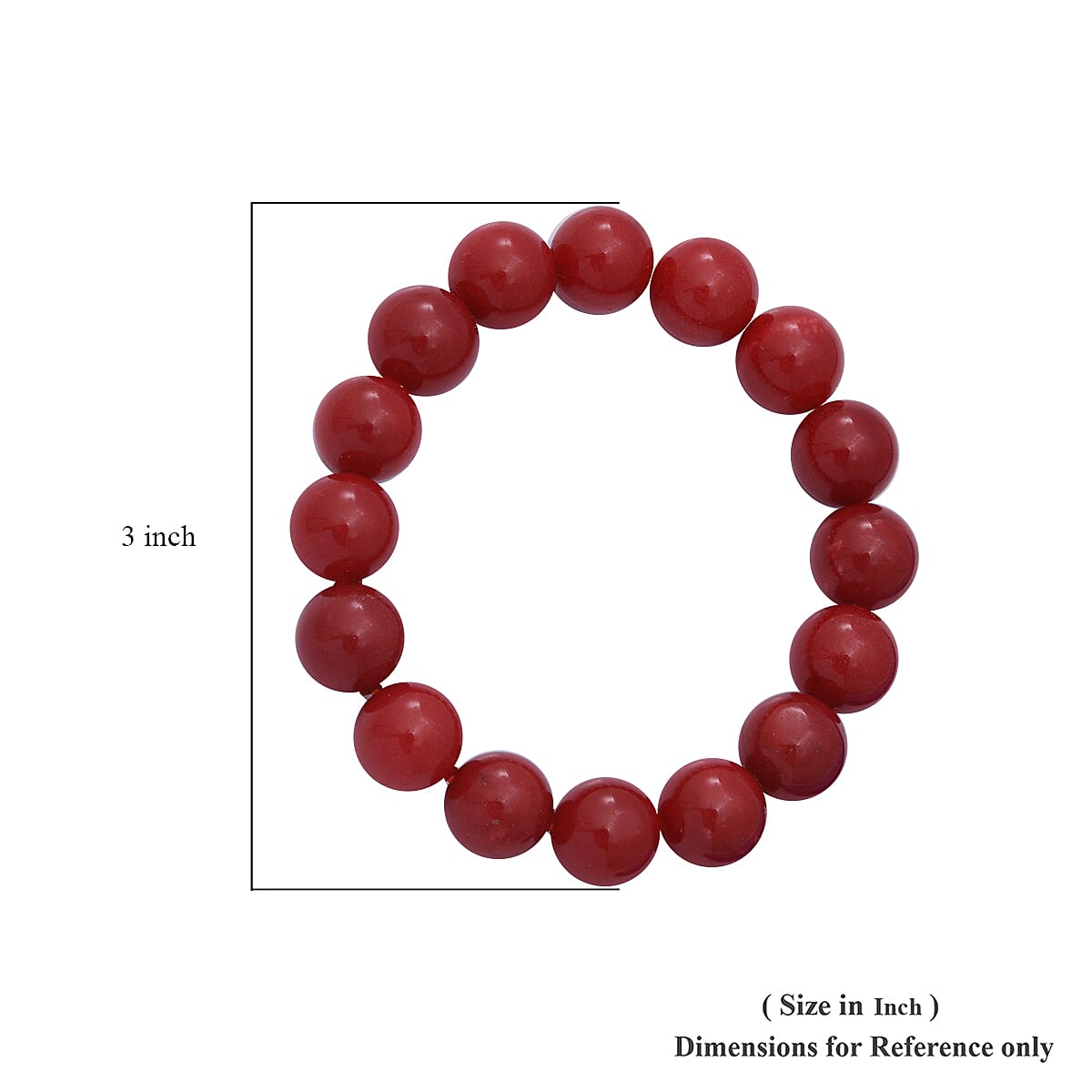 Red Agate 12mm Beaded Stretch Bracelet 150.00 ctw image number 3