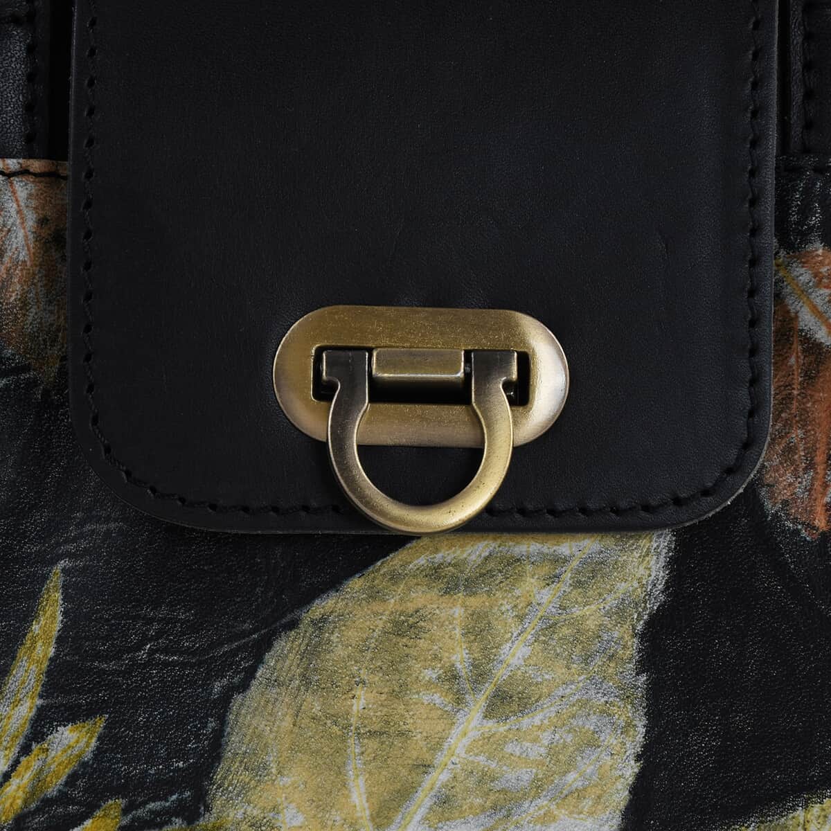 Bali Pristine Collection, Handmade Black Flower and Leaf Eco Print Genuine Cow Leather Briona Bag with Detachable and Adjustable Shoulder Strap image number 4