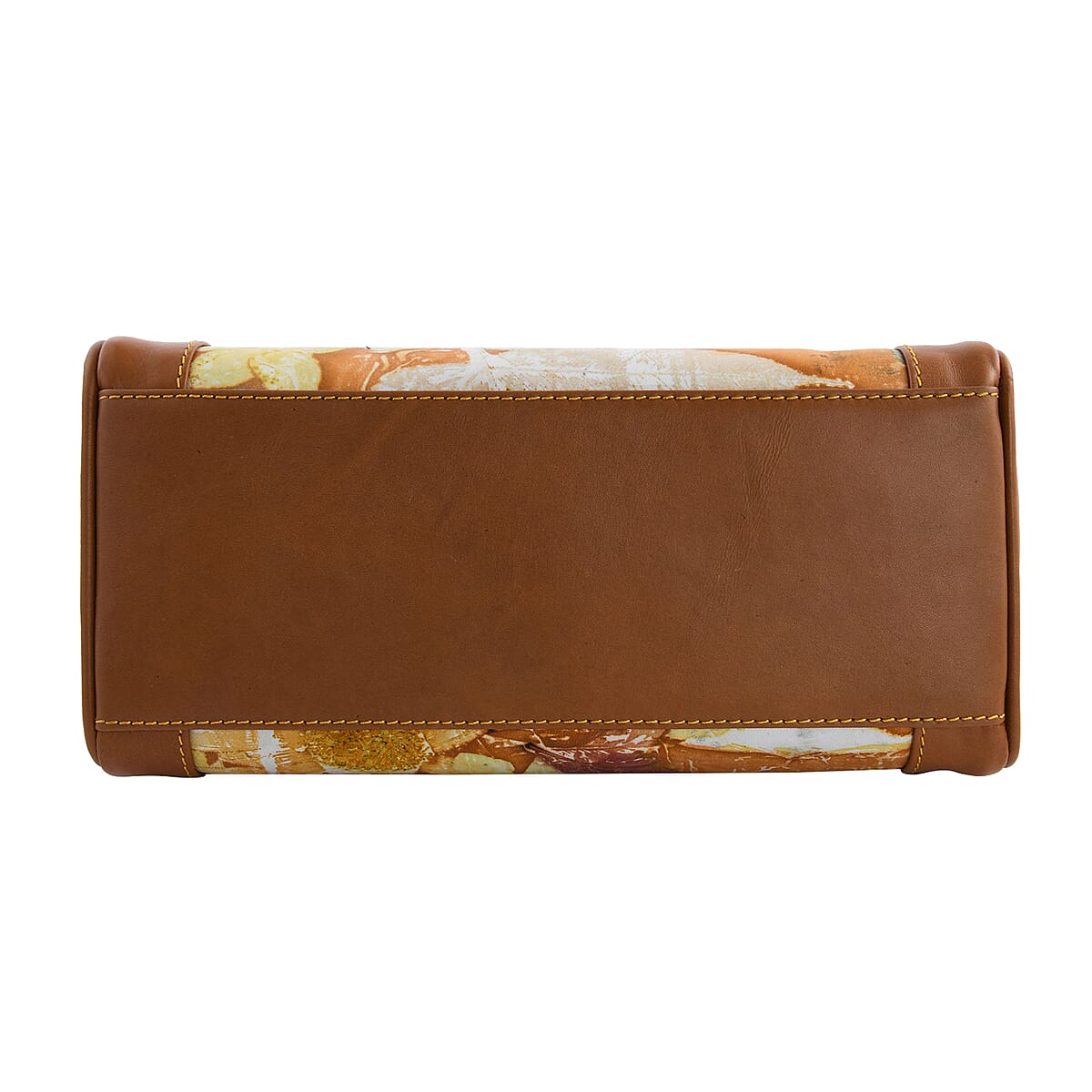 Bali Pristine Collection, Handmade Brown Flower and Leaf Eco Print Genuine Cow Leather Briona Bag with Detachable and Adjustable Shoulder Strap image number 4