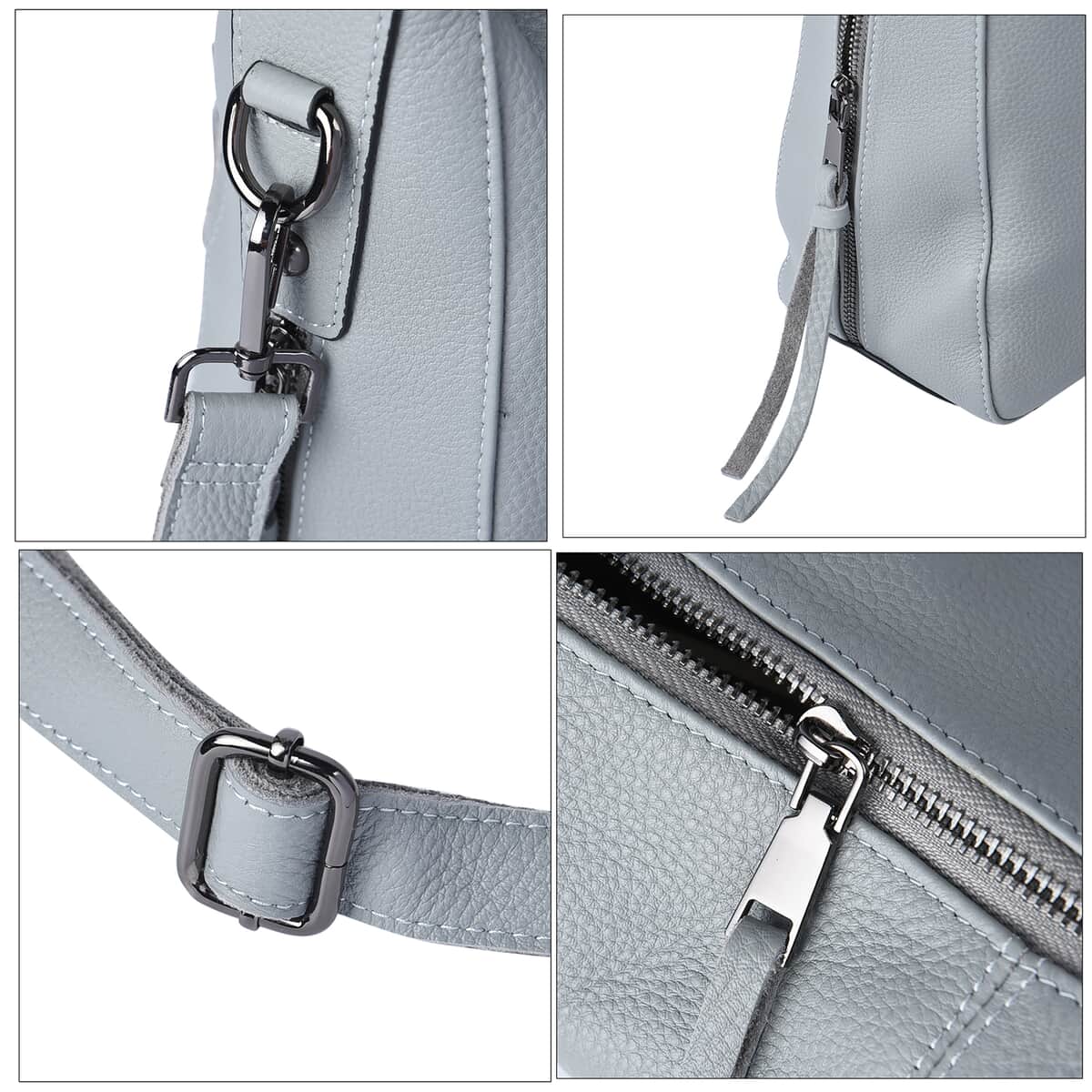 Gray Genuine Leather Hobo Bag with Swivel Lever Snap for Holding The Keys image number 4