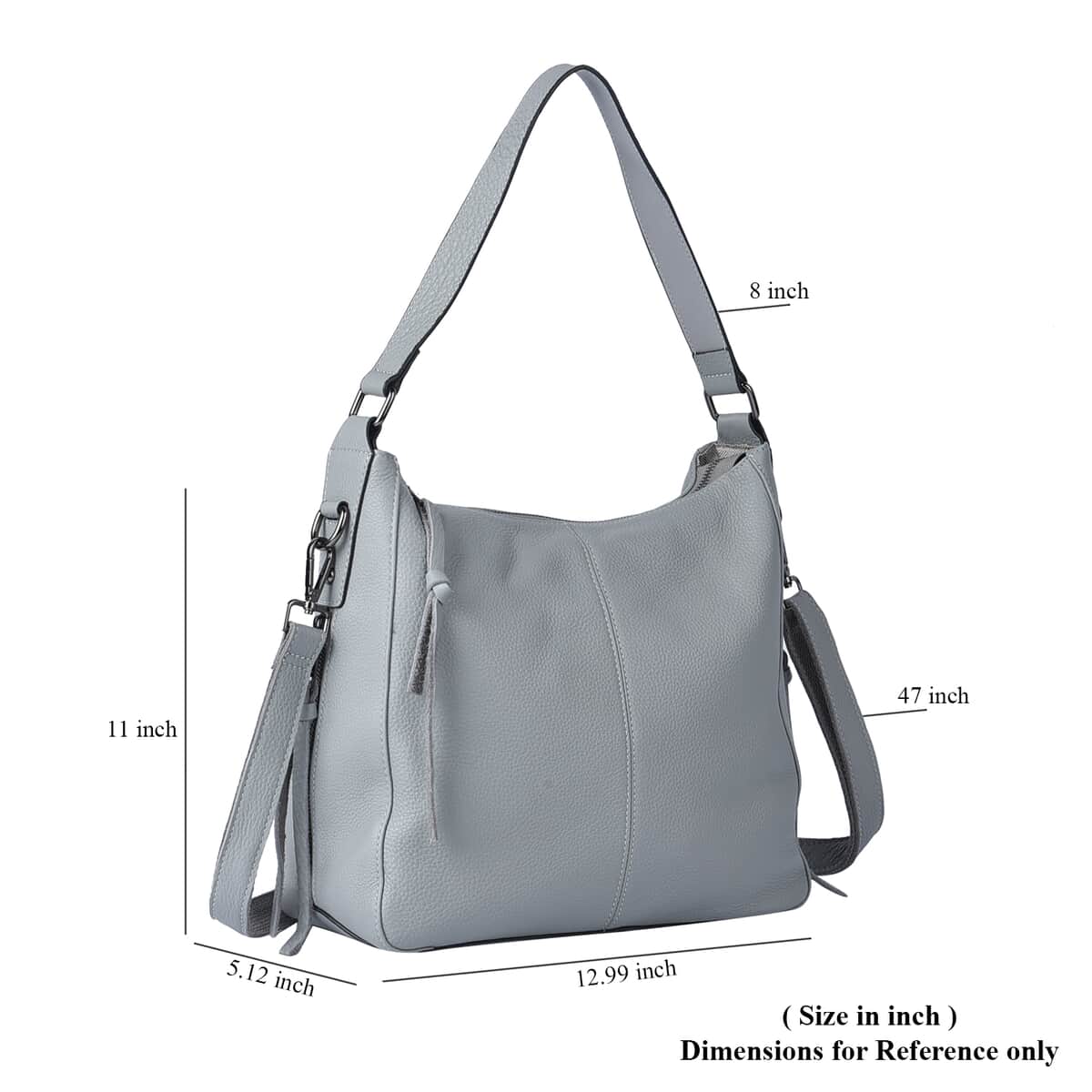 Gray Genuine Leather Hobo Bag with Swivel Lever Snap for Holding The Keys image number 6