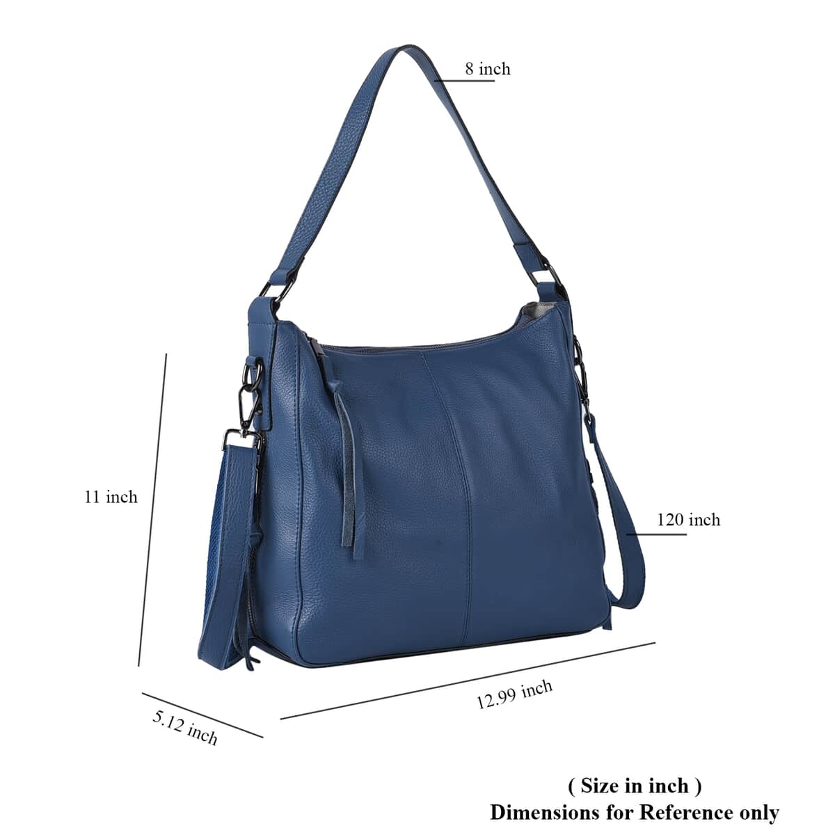 Navy Genuine Leather Hobo Bag with Swivel Lever Snap for Holding The Keys image number 5
