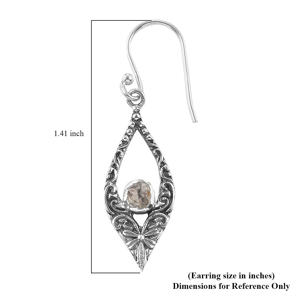 Artisan Crafted Polki Diamond Dangle Earrings in Sterling Silver 0.25 ctw