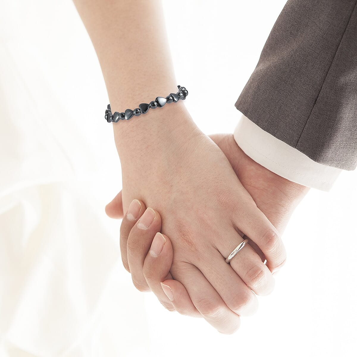 Hematite Bead Bracelet| Stretch Beaded Bracelet For Women 71.90 ctw image number 2