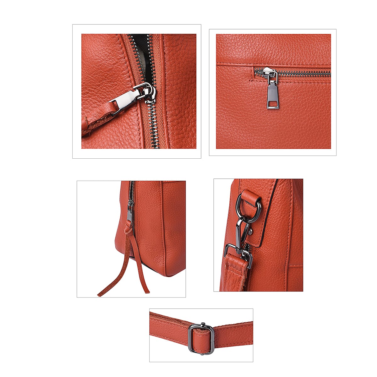 Brick-Red Genuine Leather Hobo Bag with Swivel Lever Snap for Holding The Keys image number 4