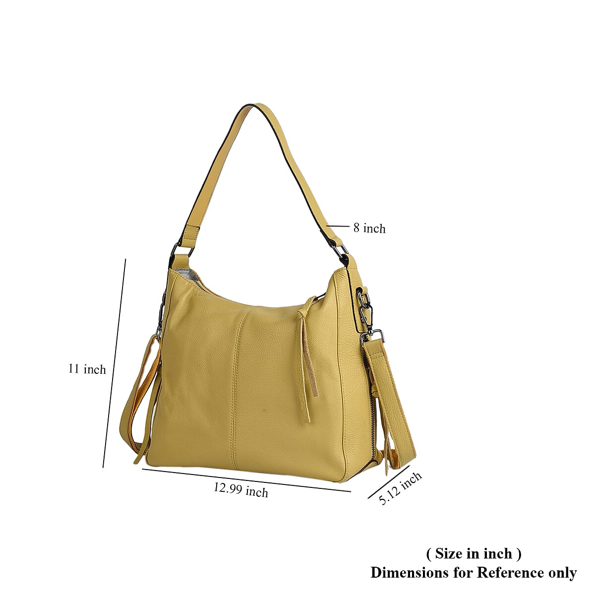 Yellow Genuine Leather Hobo Bag with Swivel Lever Snap for Holding The Keys image number 5