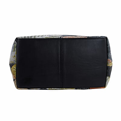 Bali Pristine Collection, Handmade Black Leaf and Flower Eco Print Genuine Cow Leather Milea Bag