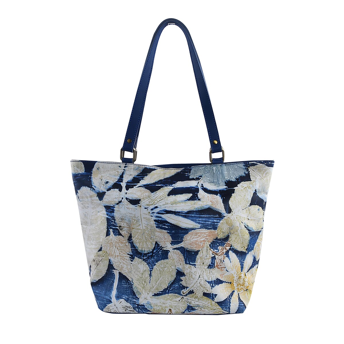 Bali Pristine Collection, Handmade Blue Leaf and Flower Eco Print Genuine Cow Leather Milea Bag image number 0