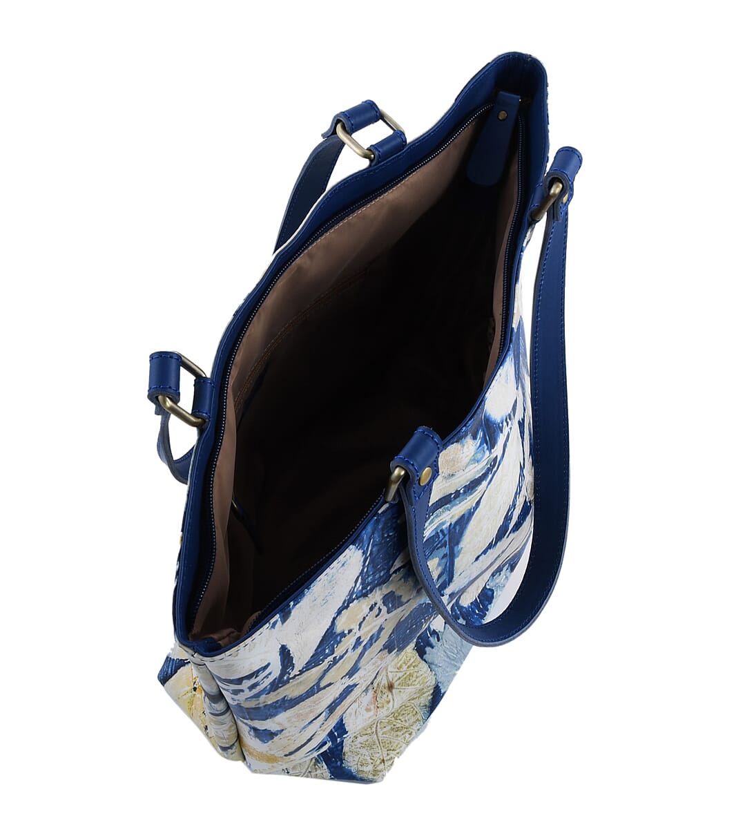 Bali Pristine Collection, Handmade Blue Leaf and Flower Eco Print Genuine Cow Leather Milea Bag image number 3