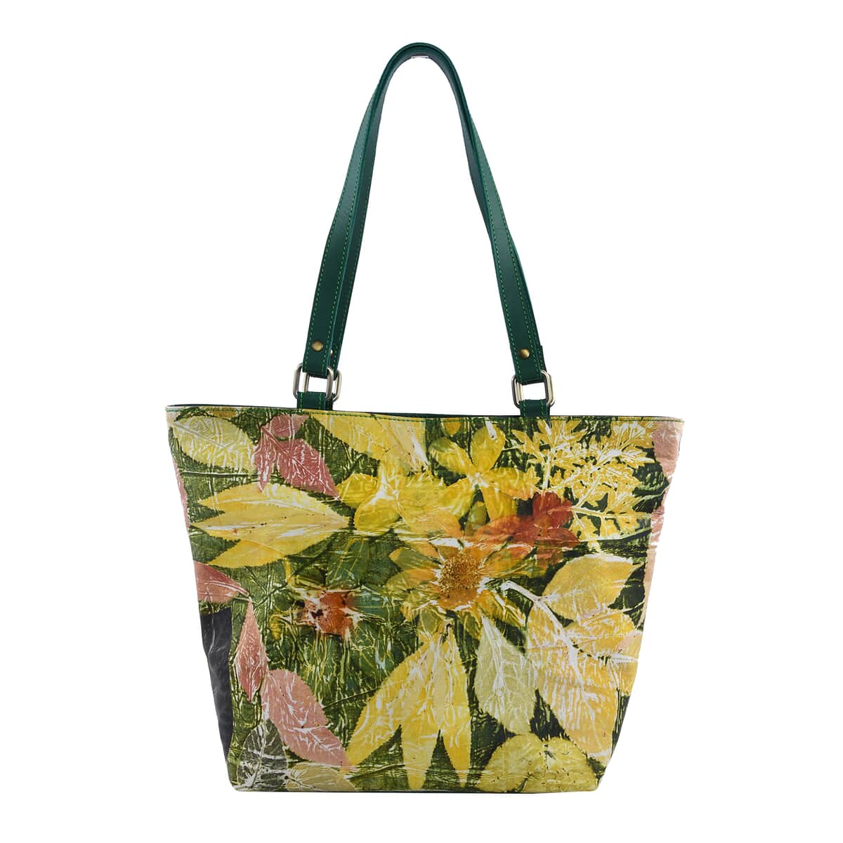 Bali Pristine Collection, Handmade Green Leaf and Flower Eco Print Genuine Cow Leather Milea Bag image number 0