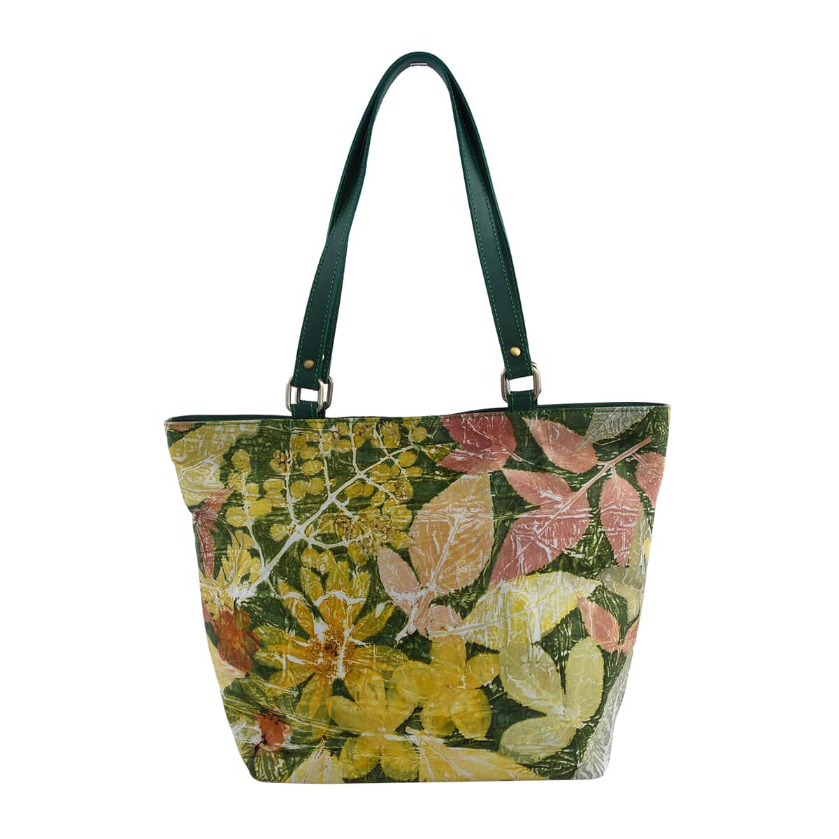 Bali Pristine Collection, Handmade Green Leaf and Flower Eco Print Genuine Cow Leather Milea Bag image number 3