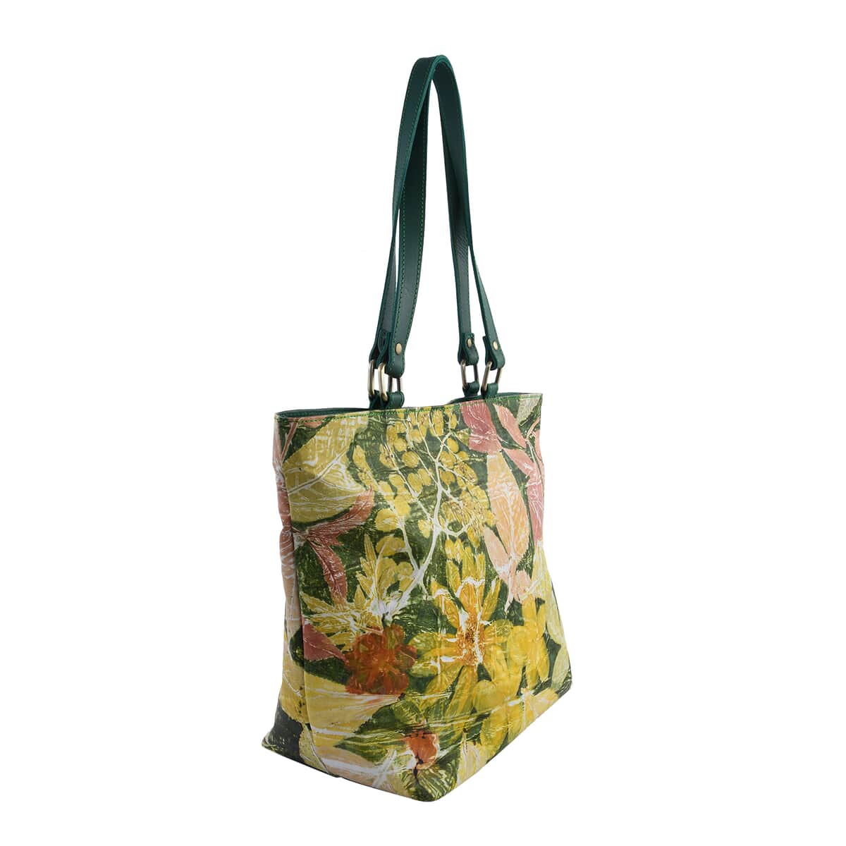 Bali Pristine Collection, Handmade Green Leaf and Flower Eco Print Genuine Cow Leather Milea Bag image number 4