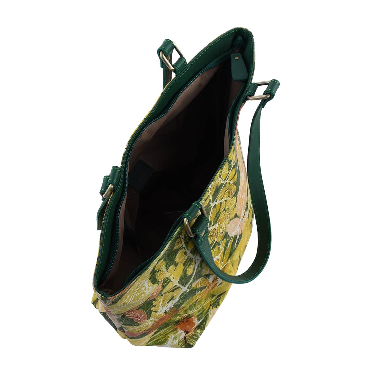Bali Pristine Collection, Handmade Green Leaf and Flower Eco Print Genuine Cow Leather Milea Bag image number 6