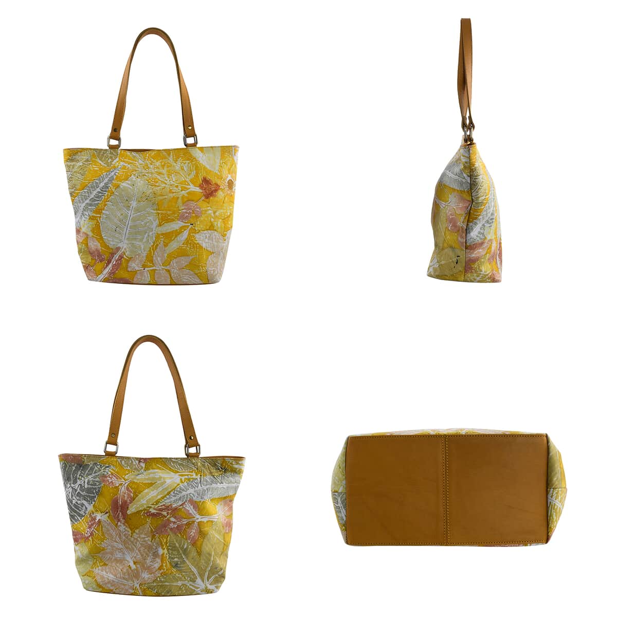 Bali Pristine Collection, Handmade Mustard Leaf and Flower Eco Print Genuine Cow Leather Milea Bag image number 1