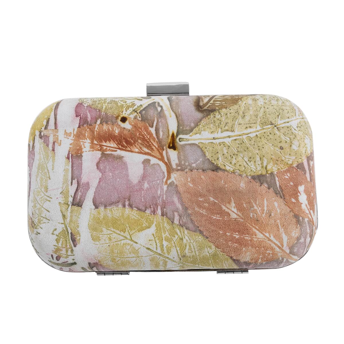 Handmade Beige Floral Eco Print Cow Leather Crossbody Bag (6.10"x1.97"x3.74") image number 0