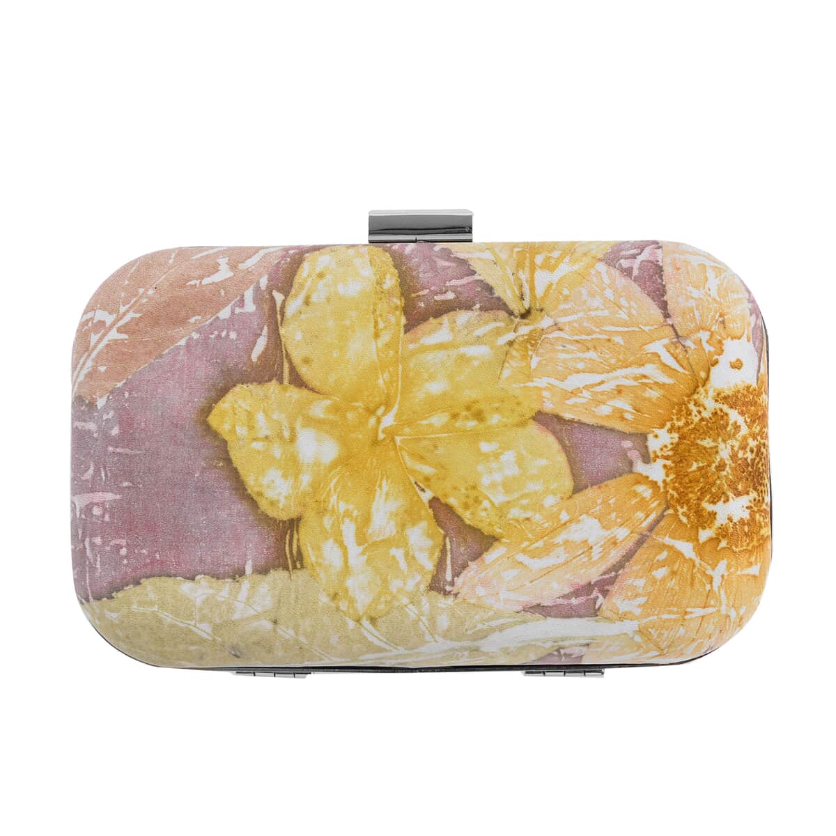 Handmade Beige Floral Eco Print Cow Leather Crossbody Bag (6.10"x1.97"x3.74") image number 2