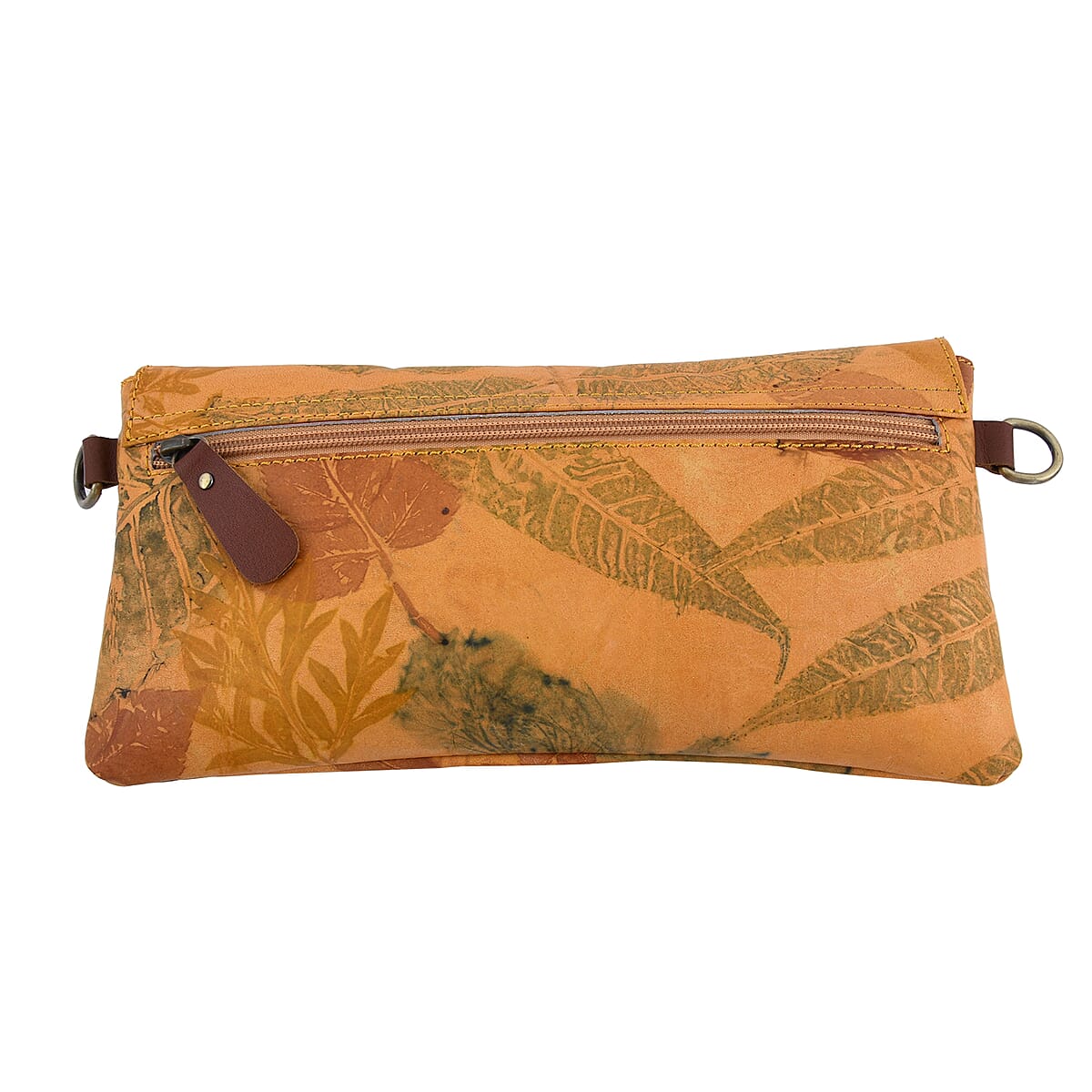 Bali Pristine Collection, Handmade Yellow Leaf Eco Print Genuine Cow Leather Valery Bag with Detachable and Adjustable Shoulder Strap image number 2